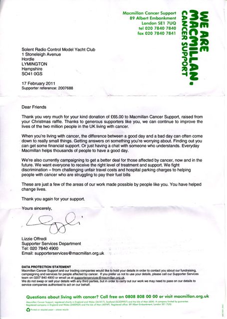 2010 - MacMillan: Christmas Lunch Raffle
