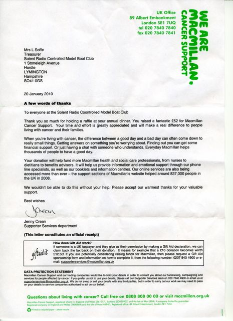 2009 - MacMillan: Christmas Lunch Raffle